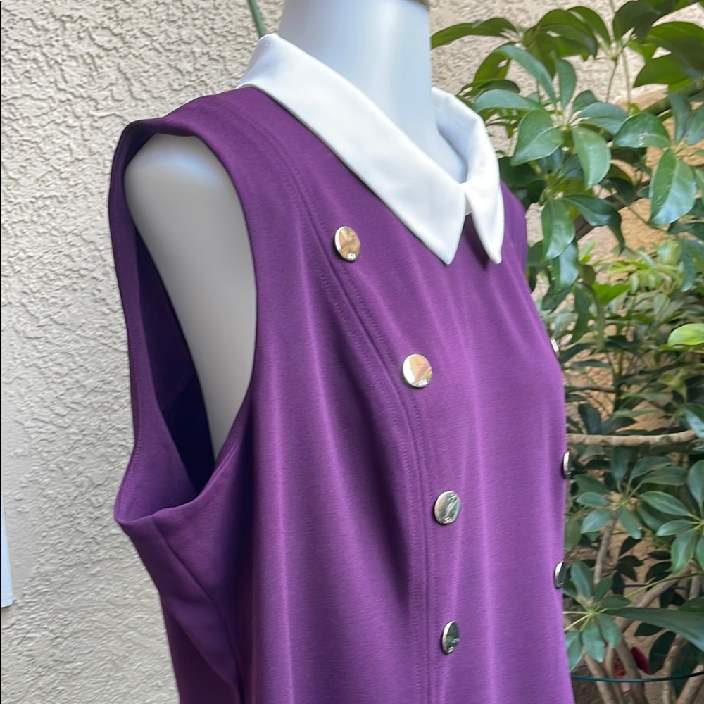 Vintage Purple Tommy Hilfiger Sleeveless Dress with White Collar - Picture 5 of 11